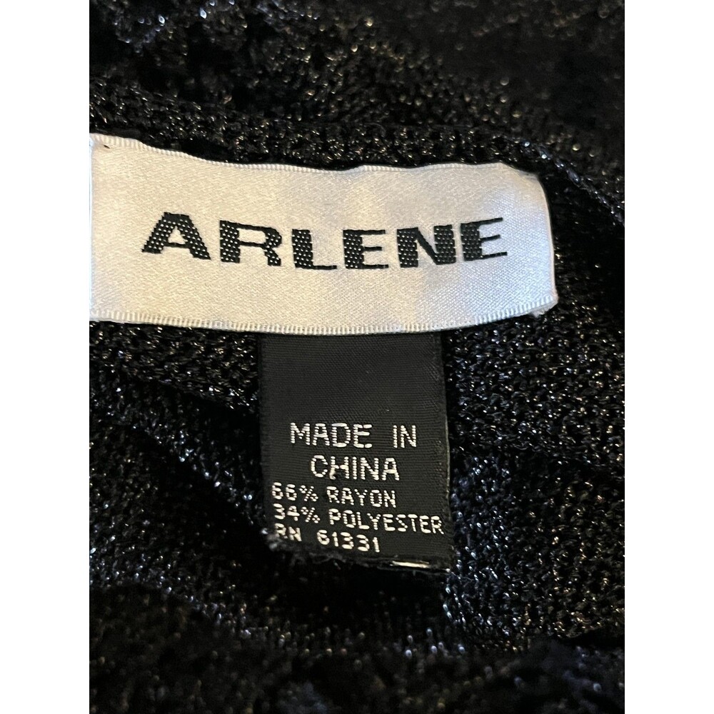 Arlene Sweater Womens Medium Large Black Crochet Knit Sheer Metallic Boho - Picture 6 of 7